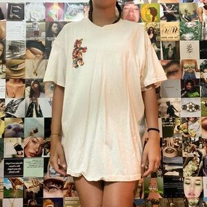 Riot Society Cream Oversized Relaxed T-Shirt
